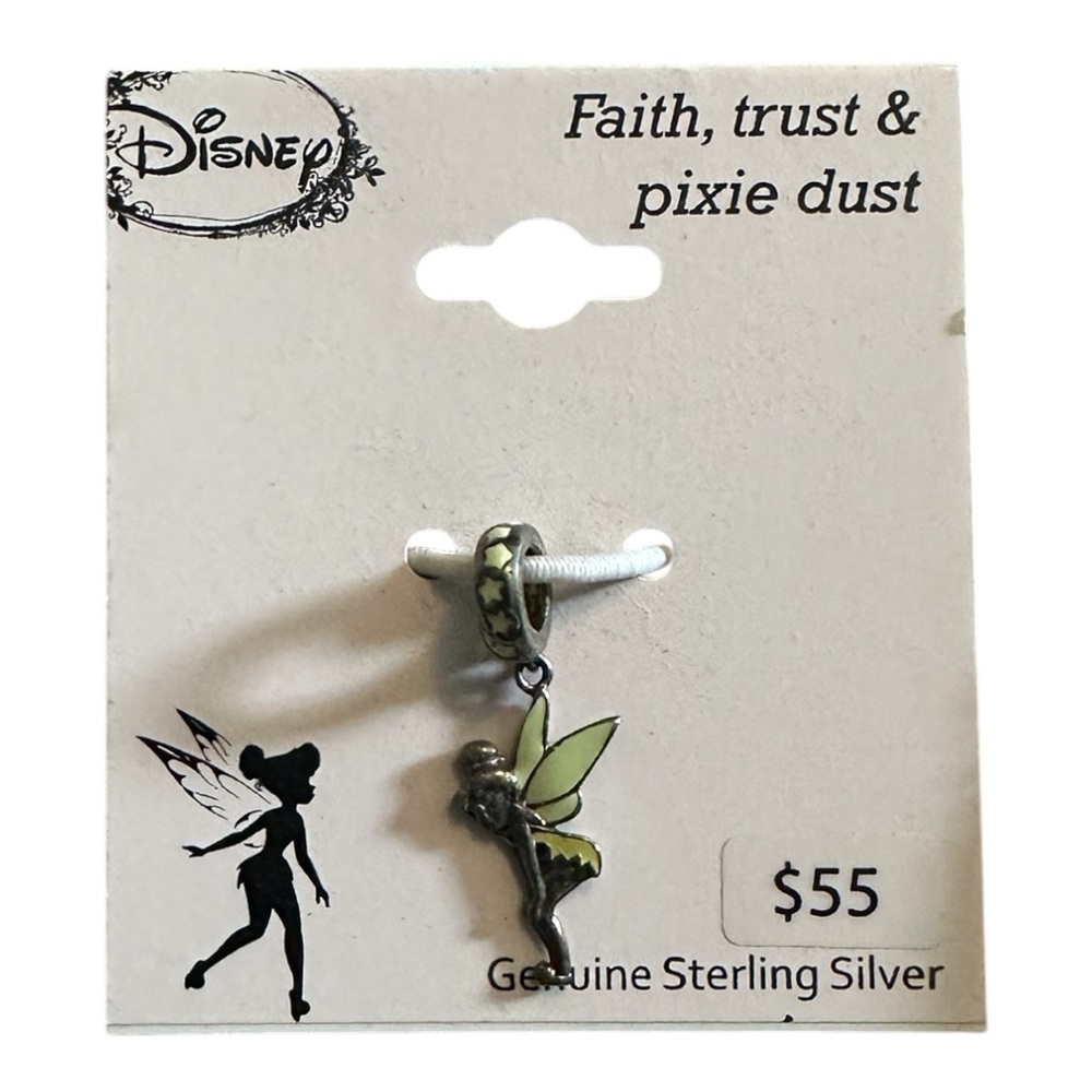 Disney Sterling Silver Tinker Bell Charm with Green Wings